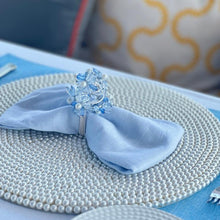 Load image into Gallery viewer, Blue Spring Flower Napkin Rings, Flower Napkin Rings, Handmade Napkin Rings, Beach Napkin Rings, Tropical Napkin Rings, Colourful Napkin Rings, Wedding Napkin Rings, Holiday Napkin Rings, Decorative Serviette Rings, Holiday Napkin Holders, Napkin Ring Buckles, Wedding Decorations, Decorations for Weddings, Dinner Table Rings, Dinner Table Decor, Banquet, Party, Wedding
