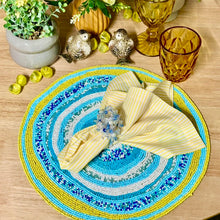 Load image into Gallery viewer, Yellow & Blue Beaded Placemats