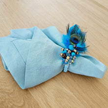 Load image into Gallery viewer, Masquerade Feather Napkin Rings, Feather Napkin Rings, Venetian Feather Napkin Rings, Peacock Feather Napkin Rings, Peacock Napkin Rings, Turquoise Napkin Rings, Wedding Napkin Rings, Baby Shower Napkin Rings,  Handmade Napkin Rings,Wedding Decoration, Tabletop Decor, Party Wedding Set, party, Ornament Table Setting, Napkin Rings Wholesale, Napkin Ring Buckles, napkin decor, Holiday Napkin Ring, Holiday Napkin Holder, Dinner Table Rings, Dinner Table Decor, Decorative Serviette Ring, colorful napkin rings