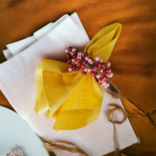 Load image into Gallery viewer, Yellow Linen Napkins, Yellow Napkins, Yellow Wedding Napkins, Linen Napkins, Dinner Napkins, Handmade Napkins, Wedding Napkins, Valentine's Day napkins, Luxury linen napkins, Dining napkins, cloth napkins, Napkins, Napkins Set, Table Napkins, Spring linen napkins, party napkins, Flax napkins