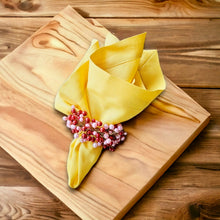 Load image into Gallery viewer, Yellow Linen Napkins, Yellow Napkins, Yellow Wedding Napkins, Linen Napkins, Dinner Napkins, Handmade Napkins, Wedding Napkins, Valentine's Day napkins, Luxury linen napkins, Dining napkins, cloth napkins, Napkins, Napkins Set, Table Napkins, Spring linen napkins, party napkins, Flax napkins