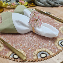 Load image into Gallery viewer, Blush Beaded Placemats, Pink Blush Beaded Placemats, Pink Placemats, Spring Placemats, elegant Placemats, Beaded Placemats, Handmade Placemats, Spring Theme, Spring Table Mats, Kim Seybert , Kim Seybert placemats, dining table mats, table setting, table decor