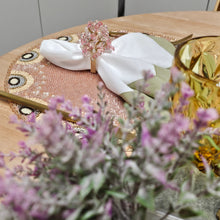 Load image into Gallery viewer, Blush Beaded Placemats, Pink Blush Beaded Placemats, Pink Placemats, Spring Placemats, elegant Placemats, Beaded Placemats, Handmade Placemats, Spring Theme, Spring Table Mats, Kim Seybert , Kim Seybert placemats, dining table mats, table setting, table decor