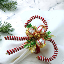 Load image into Gallery viewer, Candy Cane Napkin Rings, Christmas Napkin Rings, Holiday Table Decor, Festive Dining Accessories, Red and White Napkin Rings, Christmas Dinnerware , Holiday Table Settings, Decorative Candy Cane Items, Seasonal Napkin Holders, Yuletide Table Decoration, Striped Christmas Napkin Rings, Sweet Christmas Décor, Peppermint Theme Accessories, Winter Holiday Essentials, Festive Serveware Accents, Handmade Candy Cane Decaorations, Holiday Napkin Holders