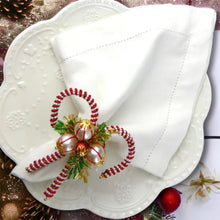 Load image into Gallery viewer, Candy Cane Napkin Rings, Christmas Napkin Rings, Holiday Table Decor, Festive Dining Accessories, Red and White Napkin Rings, Christmas Dinnerware , Holiday Table Settings, Decorative Candy Cane Items, Seasonal Napkin Holders, Yuletide Table Decoration, Striped Christmas Napkin Rings, Sweet Christmas Décor, Peppermint Theme Accessories, Winter Holiday Essentials, Festive Serveware Accents, Handmade Candy Cane Decaorations, Holiday Napkin Holders