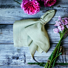 Load image into Gallery viewer, Sage Green Linen Napkins, Sage Green Napkins, Green Wedding Napkins, Linen Napkins, Dinner Napkins, Handmade Napkins, Wedding Napkins, Valentine's Day napkins, Luxury linen napkins, Dining napkins, cloth napkins, Napkins, Napkins Set, Table Napkins, Spring linen napkins, party napkins, Flax napkins