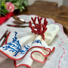Load image into Gallery viewer, Red Coral Napkin Rings, Beach Napkin Rings, Tropical Napkin Rings, Marine Napkin Rings, Red Coral Beaded Napkin Rings, Beaded Coral Napkin Rings, Handmade Napkin Rings, Handmade Beaded Napkin Rings, Red Handmade Napkin Rings