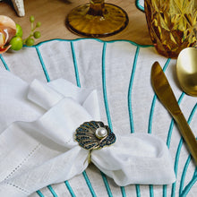 Load image into Gallery viewer, Scallop Shell Napkin Rings, Shell Napkin Rings, Scallop Napkin Holder, Nautical Napkin Rings, Wedding Napkin Rings, Beach Napkin rings, Tropical napkin rings, Holiday Napkin Rings, Decorative Serviette Rings, Holiday Napkin Holders, Napkin Ring Buckles, Wedding Decorations, Decorations for Weddings, Dinner Table Rings, Dinner Table Decor, Banquet, Party, Wedding, Kim Seybert, Kim Seybert napkin rings, Kim Seybert beaded napkin rings, Kim Seybert table decoration, Kim Seybert table escape