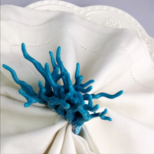 Load image into Gallery viewer, Aqua Teal Coral Napkin Rings, Coral Napkin Rings, Handmade Napkin Rings, Beach Napkin Rings, Tropical Napkin Rings, Nautical Napkin Rings, Beach Napkin Rings, turquoise coral napkin rings, coral,Wedding Decoration, tropical table decor, tropical napkin rings, Tabletop Decor, Party Wedding Set, party, Ornament Table Setting, Napkin Rings Wholesale, Napkin Ring Buckles, napkin decor, coral napkin rings, beach set up, beach decoration, coastal decor