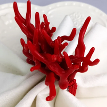 Load image into Gallery viewer, Wedding Decoration, red coral napkin rings, tropical table decor, tropical napkin rings, Tabletop Decor, Party Wedding Set, party, Ornament Table Setting, Napkin Rings Wholesale, Napkin Ring Buckles, napkin decor, Holiday Napkin Ring, Holiday Napkin Holder, Dinner Table Rings, Dinner Table Decor, Decorative Serviette Ring, Decoration for Wedding, coral napkin rings, coral, colorful napkin rings, beach table decor, beach set up, beach napkin rings, beach decoration, nautical napkin rings, coastal decor