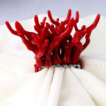 Load image into Gallery viewer, Wedding Decoration, red coral napkin rings, tropical table decor, tropical napkin rings, Tabletop Decor, Party Wedding Set, party, Ornament Table Setting, Napkin Rings Wholesale, Napkin Ring Buckles, napkin decor, Holiday Napkin Ring, Holiday Napkin Holder, Dinner Table Rings, Dinner Table Decor, Decorative Serviette Ring, Decoration for Wedding, coral napkin rings, coral, colorful napkin rings, beach table decor, beach set up, beach napkin rings, beach decoration, nautical napkin rings, coastal decor
