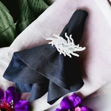Load image into Gallery viewer, Black Linen Napkins, Black Napkins, Black Wedding Napkins, Linen Napkins, Dinner Napkins, Handmade Napkins, Wedding Napkins, Valentine's Day napkins, Luxury linen napkins, Dining napkins, cloth napkins, Napkins, Napkins Set, Table Napkins, Spring linen napkins, party napkins, Flax napkins