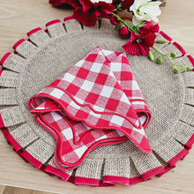 Load image into Gallery viewer, Burlap Placemats, Boho Placemats, Burlap Christmas Placemats, Jute Placemats, Luxury Table Linens, Fine Dining Placemats, Wedding Placemats, Special Occasion Placemats, Dinner Boho Placemats, Wedding Placemats, Party Placemats, Holiday Placemats