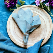 Load image into Gallery viewer, Aqua Linen Napkins, Aqua Napkins, Aqua Wedding Napkins, Linen Napkins, Dinner Napkins, Handmade Napkins, Wedding Napkins, Valentine's Day napkins, Luxury linen napkins, Dining napkins, cloth napkins, Napkins, Napkins Set, Table Napkins, Spring linen napkins, party napkins, Flax napkins
