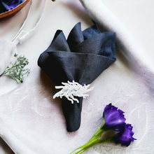 Load image into Gallery viewer, Black Linen Napkins, Black Napkins, Black Wedding Napkins, Linen Napkins, Dinner Napkins, Handmade Napkins, Wedding Napkins, Valentine's Day napkins, Luxury linen napkins, Dining napkins, cloth napkins, Napkins, Napkins Set, Table Napkins, Spring linen napkins, party napkins, Flax napkins