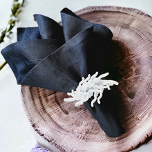 Load image into Gallery viewer, Black Linen Napkins, Black Napkins, Black Wedding Napkins, Linen Napkins, Dinner Napkins, Handmade Napkins, Wedding Napkins, Valentine's Day napkins, Luxury linen napkins, Dining napkins, cloth napkins, Napkins, Napkins Set, Table Napkins, Spring linen napkins, party napkins, Flax napkins