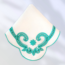 Load image into Gallery viewer, Turquoise Embroidered Linen Napkins