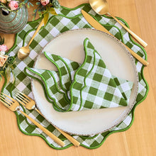 Load image into Gallery viewer, Green Gingham Placemats, Gingham Placemats, Green Gingham, Gingham Christmas Placemats, Christmas Placemats, Luxury Table Linens, Fine Dining Placemats, Wedding Gingham Placemats, Special Occasion Placemats, Dinner Gingham Placemats, Wedding Placemats, Party Placemats, Holiday Placemats