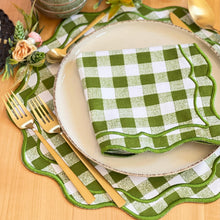 Load image into Gallery viewer, Green Gingham Placemats, Gingham Placemats, Green Gingham, Gingham Christmas Placemats, Christmas Placemats, Luxury Table Linens, Fine Dining Placemats, Wedding Gingham Placemats, Special Occasion Placemats, Dinner Gingham Placemats, Wedding Placemats, Party Placemats, Holiday Placemats