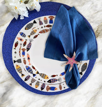 Load image into Gallery viewer, Blue Beaded Placemats, Blue Placemats, Handmade Blue Placemats