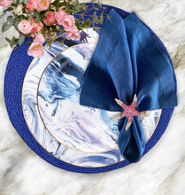 Load image into Gallery viewer, Blue Beaded Placemats, Blue Placemats, Handmade Blue Placemats