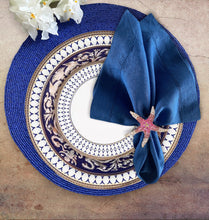 Load image into Gallery viewer, Blue Beaded Placemats, Blue Placemats, Handmade Blue Placemats