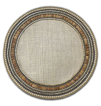 Load image into Gallery viewer, Gold Beaded Placemats on Burlap