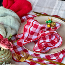 Load image into Gallery viewer, Red Gingham Placemats, Gingham Placemats, Red Gingham, Gingham Christmas Placemats Christmas Placemats, Luxury Table Linens, Fine Dining Placemats, Wedding Gingham Placemats, Special Occasion Placemats, Dinner Gingham Placemats, Wedding Placemats, Party Placemats, Holiday Placemats