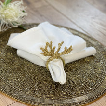 Load image into Gallery viewer, Gold Coral Napkin Rings, Coral Napkin Rings, Coral Napkin Holder, Beaded Napkin Rings