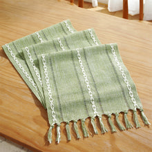 Load image into Gallery viewer, Sage Green Rustic Table Runner, Hemstitched Table Runner, Farmhouse Table Runner