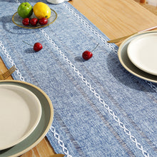 Load image into Gallery viewer, Rustic Table Runner Hemstitched Embroidery Farmhouse Table Runners