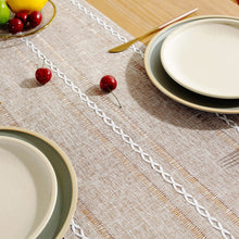Load image into Gallery viewer, Beige Rustic Table Runner, Hemstitched Table Runner, Farmhouse Table Runner