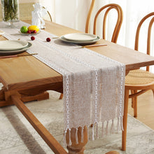 Load image into Gallery viewer, Beige Rustic Table Runner, Hemstitched Table Runner, Farmhouse Table Runner