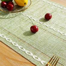 Load image into Gallery viewer, Sage Green Rustic Table Runner, Hemstitched Table Runner, Farmhouse Table Runner