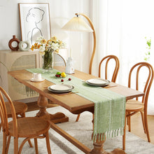 Load image into Gallery viewer, Sage Green Rustic Table Runner, Hemstitched Table Runner, Farmhouse Table Runner