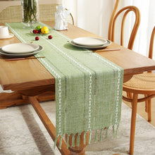 Load image into Gallery viewer, Sage Green Rustic Table Runner, Hemstitched Table Runner, Farmhouse Table Runner