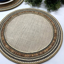 Load image into Gallery viewer, Gold Beaded Placemats on Burlap