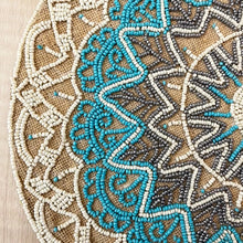 Load image into Gallery viewer, Light Blue Burlap Beaded Placemats