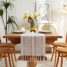 Load image into Gallery viewer, Beige Rustic Table Runner, Hemstitched Table Runner, Farmhouse Table Runner