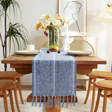 Load image into Gallery viewer, Rustic Table Runner Hemstitched Embroidery Farmhouse Table Runners