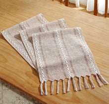 Load image into Gallery viewer, Beige Rustic Table Runner, Hemstitched Table Runner, Farmhouse Table Runner