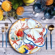 Load image into Gallery viewer, Red Coral Embroidered Linen Napkins