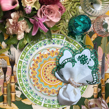 Load image into Gallery viewer, Green Embroidered Linen Napkins, Green Lace Napkins, Linen Napkins, Dinner Napkins, Wedding Napkins, Party Napkins, Holiday Napkins, Christmas Linen Napkins, Luxury Table Linens, Premium Linen Napkins, Fine Dining Linen Napkins, Dining Linen Napkins, Wedding Linen Napkins, Special Occasion Napkins, Everyday Use Linen Napkins,High-quality linen napkins, Sustainable dining essentials, Elegant table decor