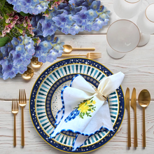 Load image into Gallery viewer, Yellow Flowers Embroidered Linen Napkins, Yellow Flowers Napkins, Yellow Flowers Embroidery, Spring Napkins, Linen Napkins, Dinner Napkins, Wedding Napkins, Party Napkins, Holiday Napkins, Premium linen napkins, Luxury table linens, Sustainable dining essentials, Elegant table decor, High-quality linen napkins, Customizable napkin sets, Wedding linen napkins, Fine dining linen napkins, Everyday use linen napkins, Special occasion napkins