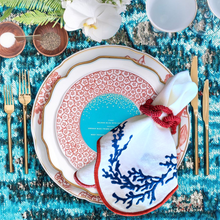 Load image into Gallery viewer, Blue Coral Embroidered Linen Napkins