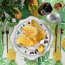 Load image into Gallery viewer, Yellow embroidered napkins, Spring Napkins, Yellow Napkins, Spring table linens, Embroidered floral napkins, Seasonal table decor, Yellow spring napkins, Elegant embroidered napkins, Floral spring napkins, Spring-inspired home decor, Embroidery detailing for napkins, Seasonal dining accessories, Handmade spring napkins, Bright embroidered table linens, Unique spring table settings, Embroidered fabric napkins, Yellow blossom table decor, Springtime dining essentials, spring tabletop accessories