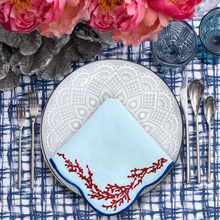 Load image into Gallery viewer, Red Coral Embroidered Linen Napkins