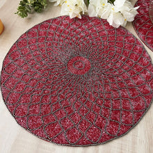 Load image into Gallery viewer, Red & Grey Beaded Placemats