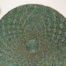 Load image into Gallery viewer, 
Green Beaded Placemats, Spring Placemats, Floral Placemats, Beaded Placemats, Handmade Placemats, Colorful Beaded Placemats, Colorful Placemats,  Spring Theme, Spring Table Mats, Kim Seybert, Kim Seybert placemats, Kim Seybert beaded placemats, Kim Seybert table decoration, Kim Seybert table escape, dining table mats, table setting, table decor