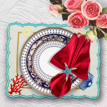 Load image into Gallery viewer, Corals and Shells Linen Napkins